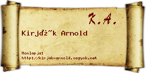 Kirják Arnold névjegykártya